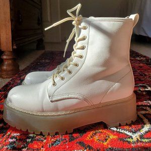 White Combat Boots